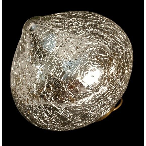 Two Mercury Crackle Glass Silver Large Teardrop Christmas Ornaments Kugel Style - Picture 3 of 7